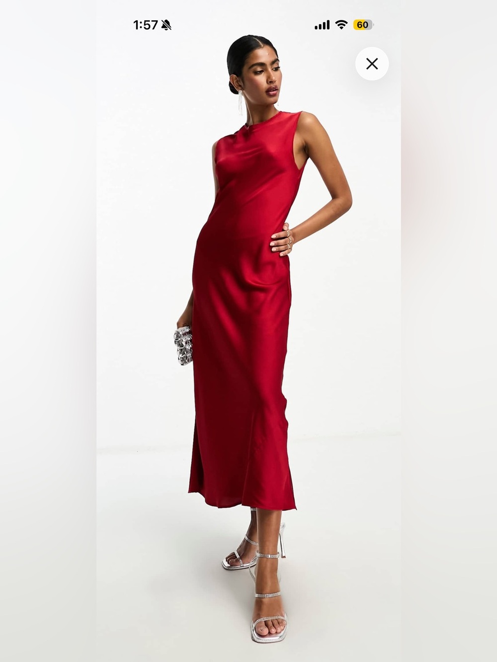 NWT ASOS Design Red Satin Bias Cut Maxi Dress 0 XS